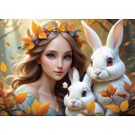 Alipson-Puzzle-50129 Lady and Bunnies