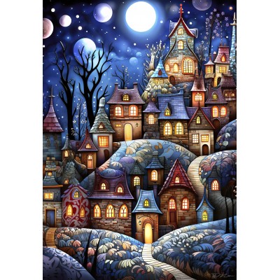 Alipson-Puzzle-F-50093 Village Sous la Lune