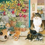 Alipson-Puzzle-F-50183 Agneatha et ses Chatons sur le Pas de la Porte