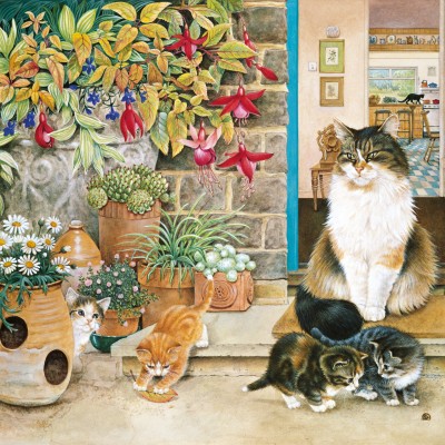 Alipson-Puzzle-F-50183 Agneatha et ses Chatons sur le Pas de la Porte