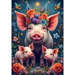 Alipson-Puzzle-F-50237 Famille Cochon en Promenade