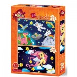 Art-Puzzle-4492 2 Puzzles -  L'Astronaute et le Bébé Pégase