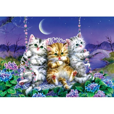 Art-Puzzle-5086 Kittens swinging in the Moonlight