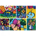 Bluebird-Puzzle-F-90023 Romero Britto - Collage: Flowers