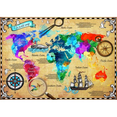 Bluebird-Puzzle-F-90506 Colorful World Map