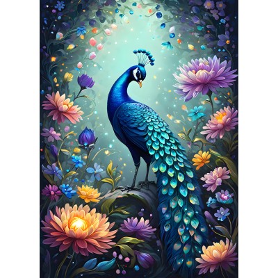 Bluebird-Puzzle-F-90847 Flowers & Peacock