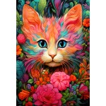Bluebird-Puzzle-F-91019 Chaton et Fleurs