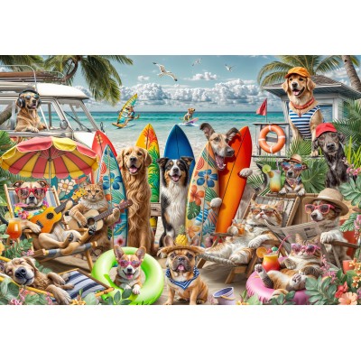 Bluebird-Puzzle-F-91023 Chiens et Chats à la Plage
