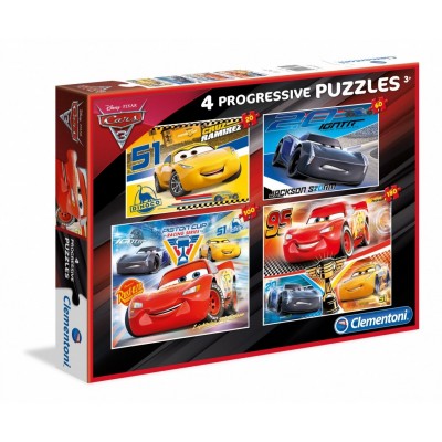 Clementoni-07714 4 Puzzles - Cars