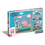 Clementoni-25293 3 Puzzles - Peppa Pig