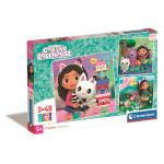 Clementoni-25295 3 Puzzles - Gabby's Dollhouse