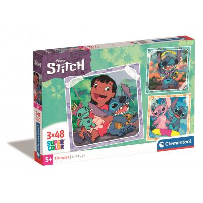 Clementoni-25321 3 Puzzles - Stitch