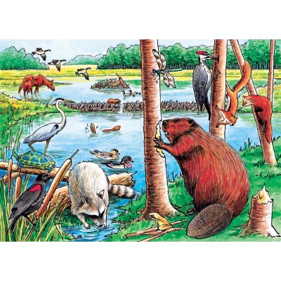 Cobble-Hill-58802 Puzzle Cadre - Beaver Pond Tray Puzzle