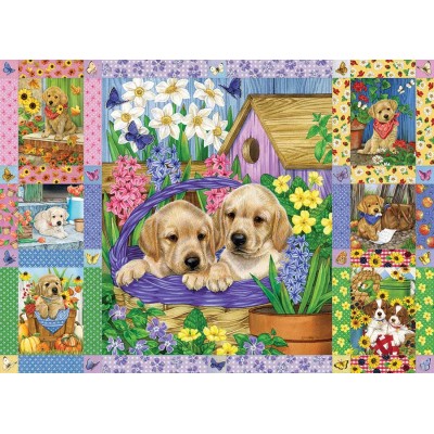 Cobble-Hill-80278 Puppies and Posies Quilt
