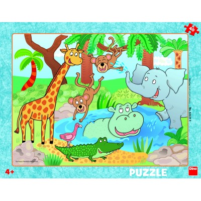 Dino-32223 Puzzle Cadre - Au Zoo