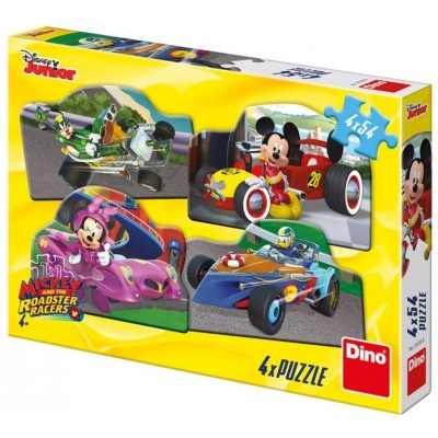 Dino-33320 4 Puzzles - Mickey and the Roadster Racers