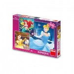 Dino-33541 3 Puzzles - Princesses Heureuses