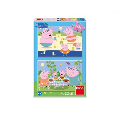 Dino-38171 2 Puzzles - Peppa Pig: En Vacances