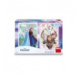 Dino-38619 2 Puzzles - La Reine des Neiges : Anna & Elsa