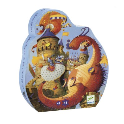 Djeco-07256 Puzzle Silhouette - Vaillant & les Dragons