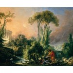 Dtoys-74980 François Boucher: Paysage Fluvial avec Temple Antique