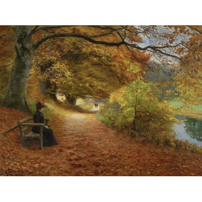 Dtoys-75093 Hans Andersen Brendekilde: A Wooded Path in Autumn