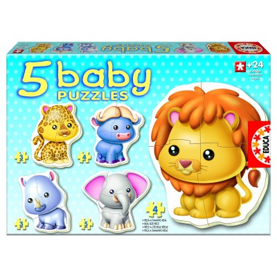 Educa-14197 5 Puzzles Baby - Les animaux sauvages