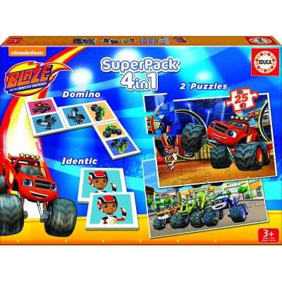 Educa-16853 Superpack 4 in 1 - Blaze and The Monster Machines