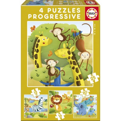 Educa-17147 4 Puzzles - Wild Animals
