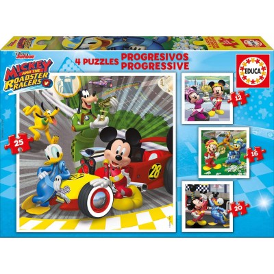 Educa-17629 4 Puzzles - Mickey and the Roadster Racers