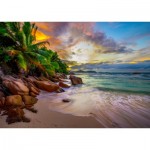 Enjoy-Puzzle-2102 Plage des Seychelles au Coucher du Soleil