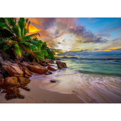 Enjoy-Puzzle-2102 Plage des Seychelles au Coucher du Soleil