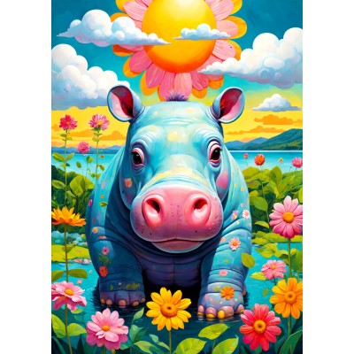 Enjoy-Puzzle-2152 Hippopotame Ensoleillé