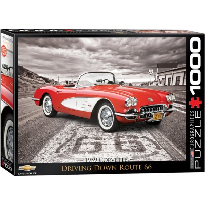 Eurographics-6000-0665 1959 Corvette Driving Down Route 66