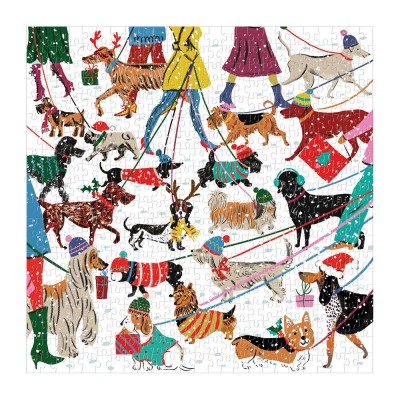 Galison-36201 Chiens d'Hiver - Puzzle 500 Pièces