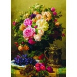 Gold-Puzzle-60904 Jean-Baptiste Robie : Still Life with Roses, Grapes and Plums