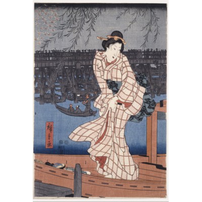 Grafika-F-30895 Utagawa Hiroshige : Evening on the Sumida River, 1847-1848