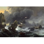 Grafika-F-31158 Ludolf Backhuysen : Ships in Distress off a Rocky Coast, 1667