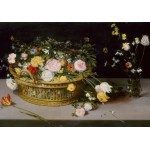 Grafika-F-32175 Jan Brueghel - Flowers in a Basket and a Vase, 1615