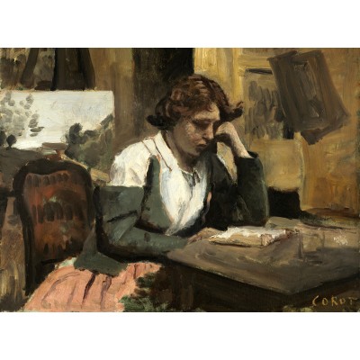 Grafika-F-30546 Jean-Baptiste-Camille Corot : Lecture de Jeune Fille, 1868