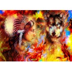 Grafika-F-32304 La Femme Indienne et le Loup