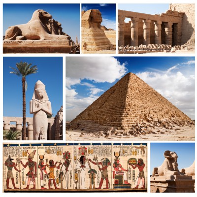 Grafika-T-02297 Collage Egypte, Sphinx et Pyramide