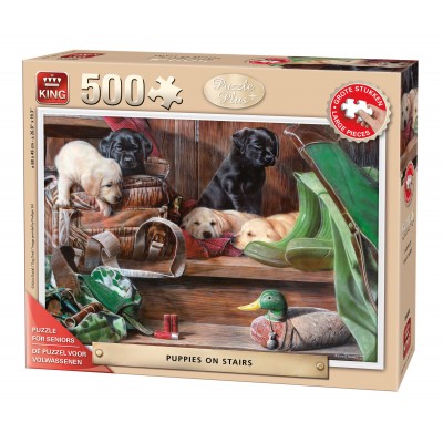 King-Puzzle-05533 Pièces XXL - Puppies on Stairs