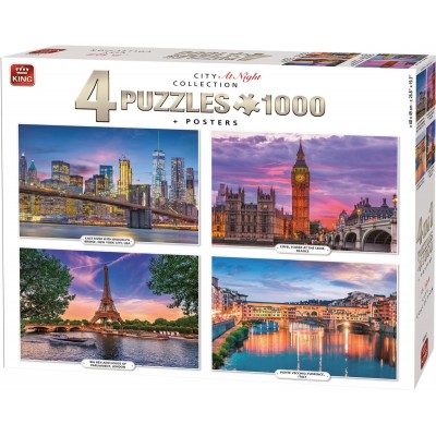 King-Puzzle-55957 4 Puzzles - City at Night Collection
