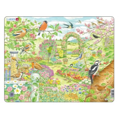 Larsen-FH37 Puzzle Cadre - Oiseaux et fleurs