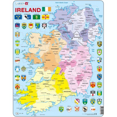 Larsen-K15-GB Puzzle Cadre - Carte de l'Irlande (en Anglais)