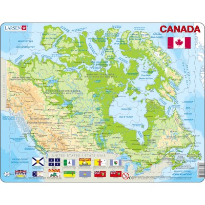 Larsen-K19-V1 Puzzle Cadre - Carte du Canada (en Français et Anglais)