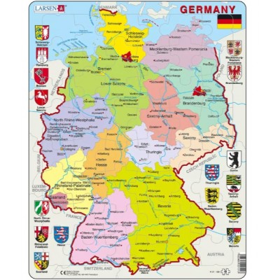 Larsen-K21-GB Puzzle Cadre - Carte de l'Allemagne (en Anglais)