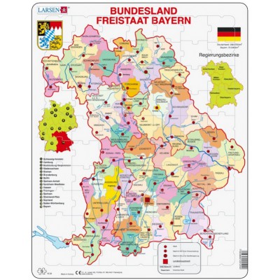 Larsen-K24-DE Puzzle Cadre - Bundesland : Freistaat Bayern (en Allemand)