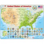 Larsen-K36-GB Puzzle Cadre - Carte des Etats-Unis (en Anglais)